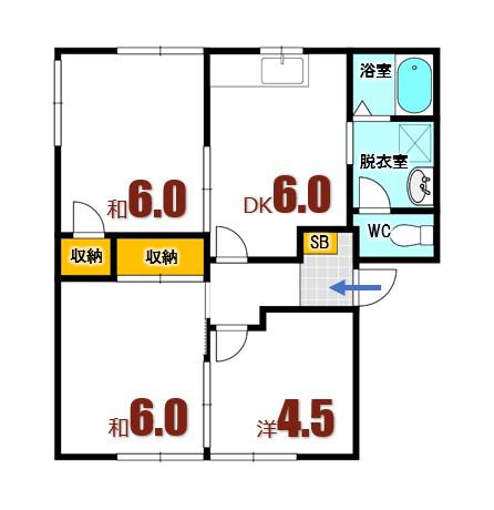 フレグランス佐々木D棟(3DK/1階)の間取り写真
