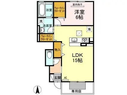 サンライズヤマダA棟(1LDK/1階)の間取り写真