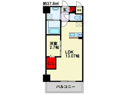 エミネント水巻駅前(1LDK/6階)の間取り写真