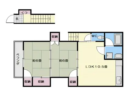牟礼岡ハイツ(2LDK/2階)の間取り写真