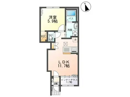 エトワール キリ(1LDK/1階)の間取り写真