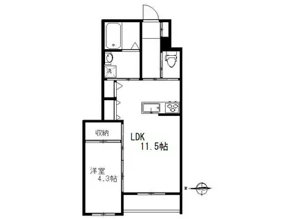 ブランセリージェ I(1LDK/2階)の間取り写真