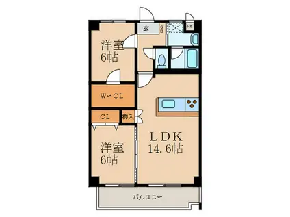 MERVEILLE ISHIDA(2LDK/6階)の間取り写真