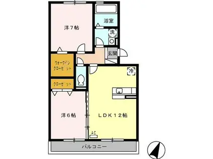 ノースエクレール(2LDK/2階)の間取り写真