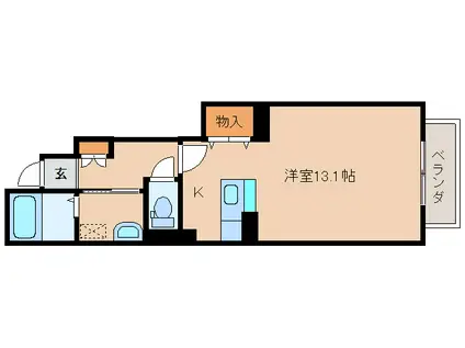 カモミール・西大寺A・B(ワンルーム/1階)の間取り写真