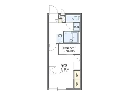 JR中央線 高尾駅(東京) 徒歩53分 2階建 築23年(1K/2階)の間取り写真