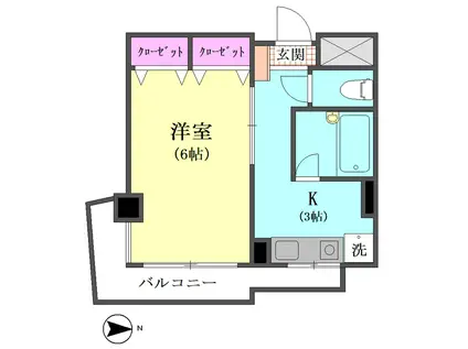 K2ヴィラ(1K/4階)の間取り写真