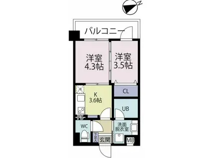 CUBE TERRACE(2K/3階)の間取り写真