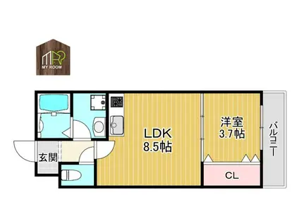 DIAS諸口(1LDK/1階)の間取り写真