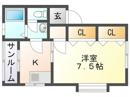 EGG HOUSE(1K/2階)の間取り写真