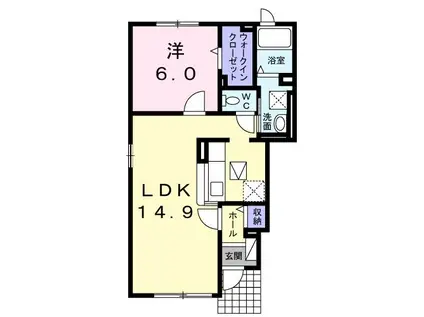 スクエアI(1LDK/1階)の間取り写真