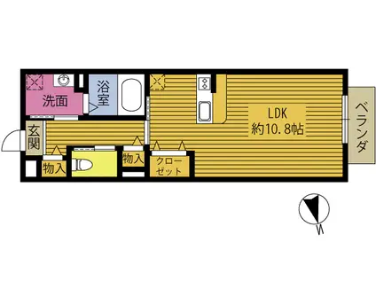 NIKORI亀川(ワンルーム/1階)の間取り写真
