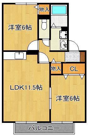 グリーンルーチェ(2LDK/2階)の間取り写真