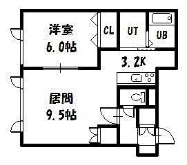 グランピアTOKO3.1(1LDK/2階)の間取り写真