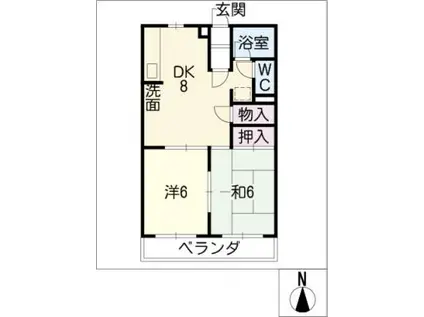 柿沢ハイツB(2DK/1階)の間取り写真