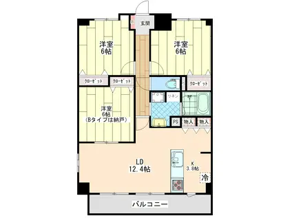 フェンテ ヴァレー(2SLDK/2階)の間取り写真