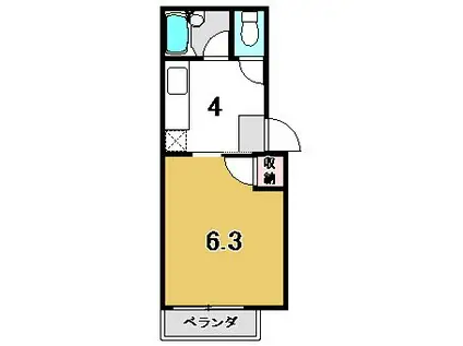 ベル・エキップII(1K/1階)の間取り写真