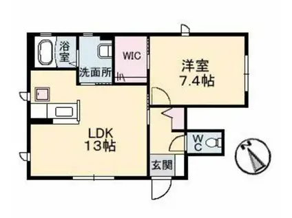 エッセ・ナイガイA棟(1LDK/1階)の間取り写真