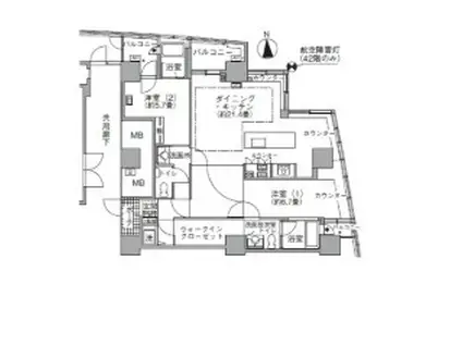 アクティ汐留(2LDK/44階)の間取り写真