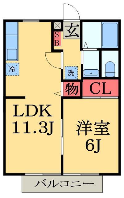 ハイツウェルストーン(1LDK/2階)の間取り写真