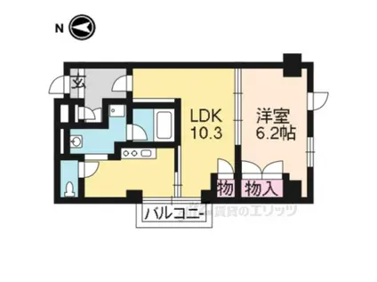 JR東海道本線 石山駅 徒歩1分 8階建 築17年(1LDK/6階)の間取り写真
