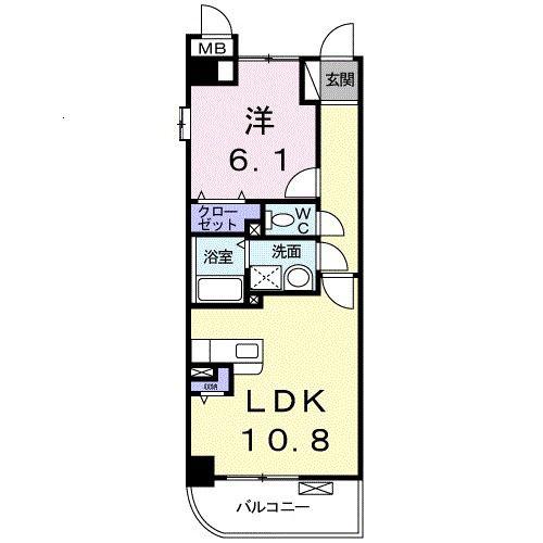グレース三谷東(1LDK/2階)の間取り写真