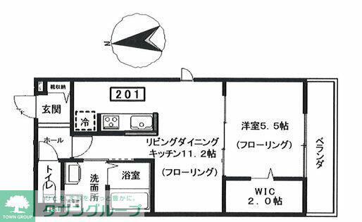 ヘーベルメゾン砧(1LDK/2階)の間取り写真