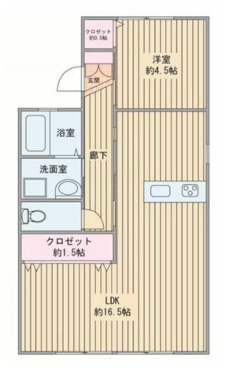 タデノハイツ(1LDK/2階)の間取り写真