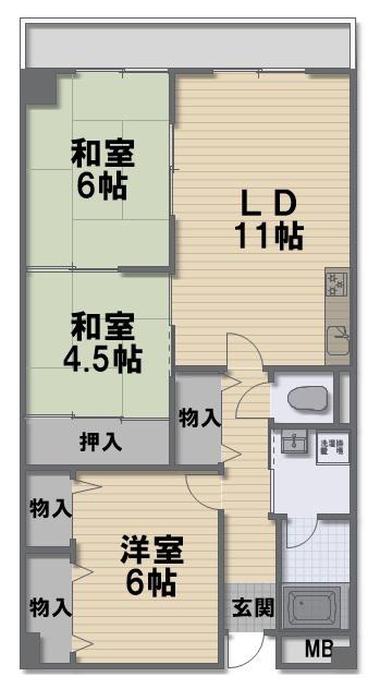 ガーデンスクエア(3LDK/2階)の間取り写真