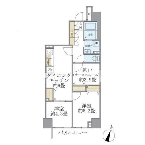 DS VARIE阪東橋レジデンス(2SDK/4階)の間取り写真