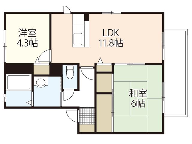シャーメゾンコスモスB(2LDK/2階)の間取り写真