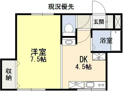 中山ハイム(1DK/1階)の間取り写真