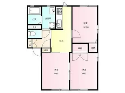 オークハイツB(3DK/1階)の間取り写真