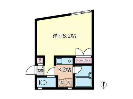 アッパルタメントフルビアーレ(1K/1階)の間取り写真