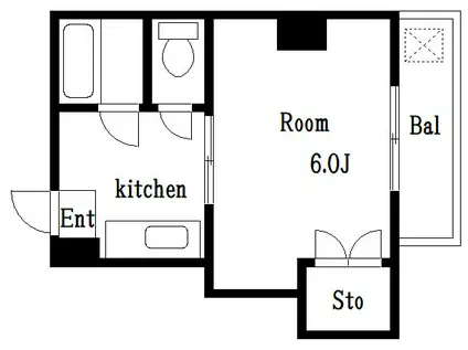 全観スカイハイツ(1K/3階)の間取り写真