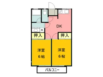 向笠ハイツ(2DK/2階)の間取り写真