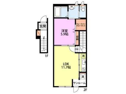 COMMON上所(1LDK/2階)の間取り写真