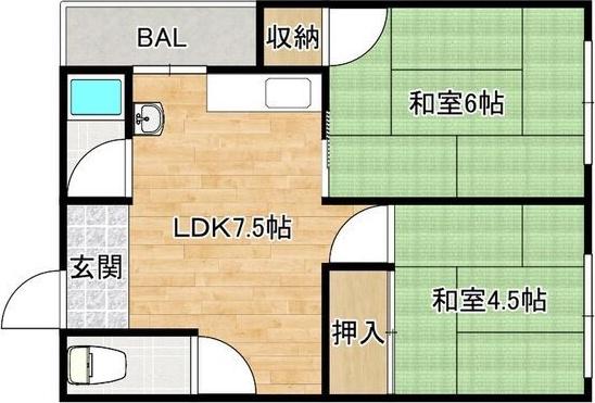 たきがわマンション(2DK/5階)の間取り写真