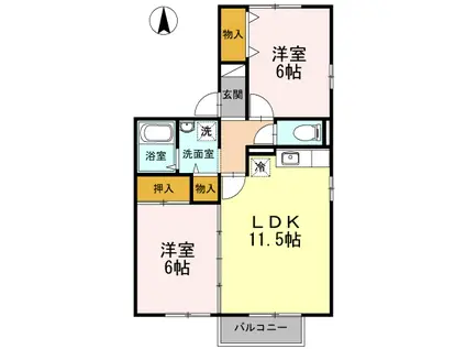 コーポマルタA棟(2LDK/2階)の間取り写真