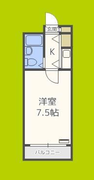 サンライズ千代崎(1K/3階)の間取り写真