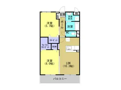 GREEN TOWN(2LDK/1階)の間取り写真