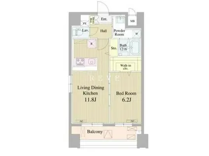 リヴィェ日本橋(1LDK/4階)の間取り写真