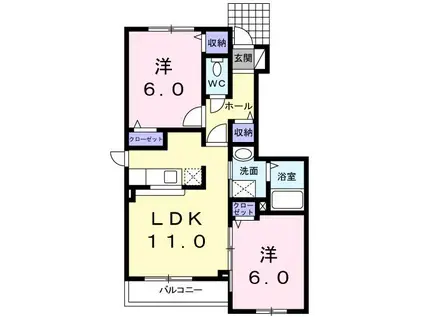 ジェルメ・H(2LDK/1階)の間取り写真