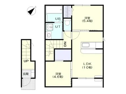 アピュアシルティB(2LDK/2階)の間取り写真