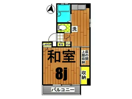 新子安コーポラス(1DK/4階)の間取り写真