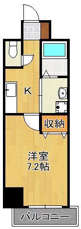 BERGAMOTTO三萩野(1K/6階)の間取り写真