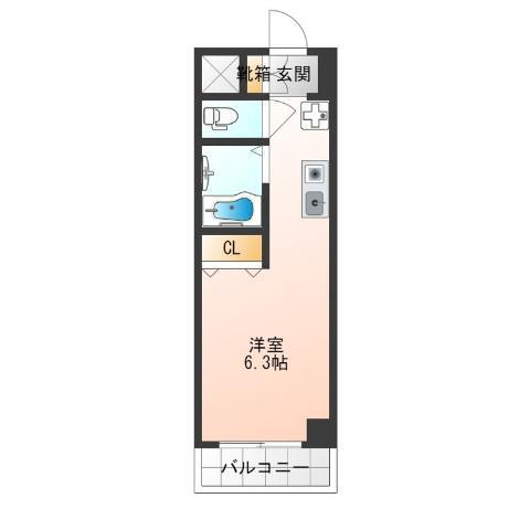 エルミタージュ難波南V(ワンルーム/9階)の間取り写真