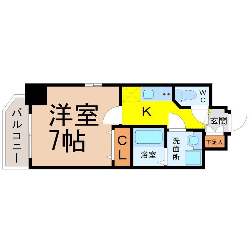エステムコート名古屋新栄IIIグローリィ(1K/6階)の間取り写真