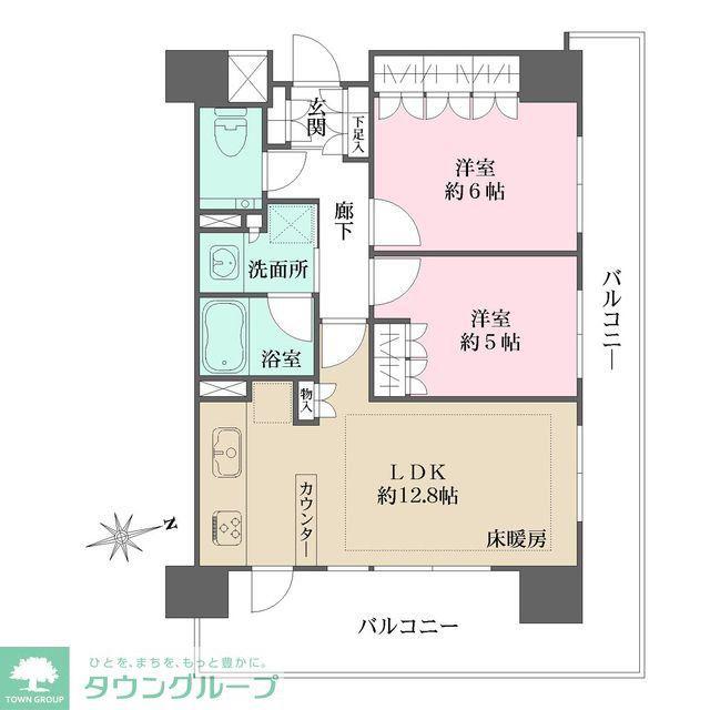 グランスイート高円寺(2LDK/11階)の間取り写真
