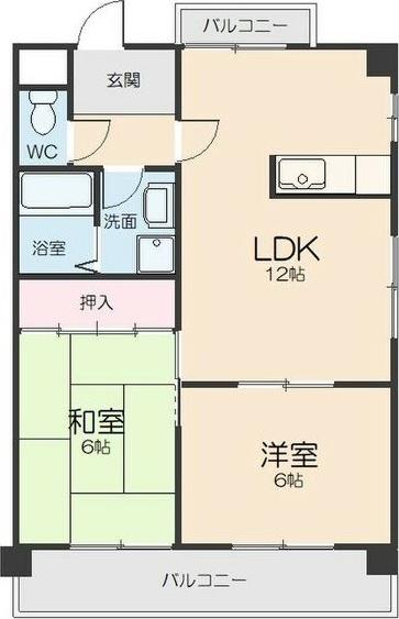 エステート新守(2LDK/4階)の間取り写真